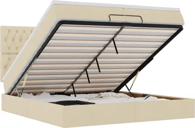 Produktbild von vidaXL Ottoman-Bett mit Matratzen & LEDs Creme 200x200 cm Stoff