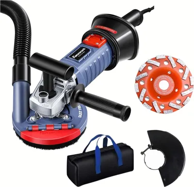 Produktbild von FANZWORK 1500W Betonschleifer Betonfräse Set, Drehzahlregelbar, inkl. Premium 125mm Diamantschleiftopf, Absaughaube, T-Förmiger Griff