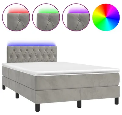 Produktbild von vidaXL Boxspringbett mit Matratze & LED Hellgrau 120x200 cm Samt