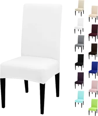 Produktbild von Stuhlhusse Stretch Weiß elastischer Universal Stuhlüberzug Esszimmer Stuhlbezug Dehnbar, 1 Stück
