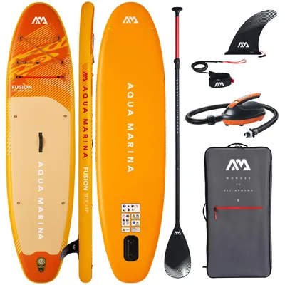 Produktbild von Aqua Marina Fusion 10'10 SUP Board Set 2026 330 cm Aufblasbares Stand Up Paddle Board mit 12V Elektropumpe Paddel Rucksack bis 150 kg