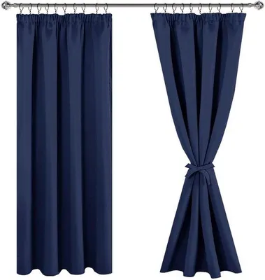 Produktbild von Unyqoos® Dunkelblaue Verdunkelungsvorhänge mit Faltenband, 2er-Set 175 x 140 cm (H x B) – 100% Polyester für Schlafzimmer & Wohnzimmer