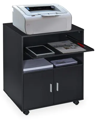 Bureaukast mit 2 Fächern & Tastaturauszug, 74x60x48 cm, schwarz