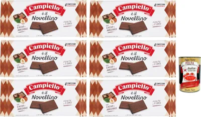 Produktbild von Campiello Novellino con cacao e nocciole, Kekse mit Kakao und Haselnüsse, 6x 350g Kuchen Butterkeks + Italian Gourmet polpa 400g