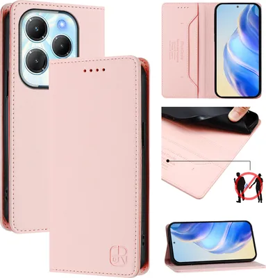 Produktbild von Lederhülle für Infinix Hot 40/Hot 40 Pro/Tecno Spark 20 Pro 4G Hülle Flip Brieftasche Kartenfächern Ständer Schutzhülle Pink