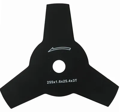 Zdjęcie produktu dla Nóż do kosiarki, 3 ostrza, wytrzymała, lakierowana stal, średnica 255 mm