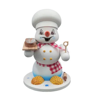 Produktbild von Kuhnert Erzgebirge - Schneemann Räuchermann,-figur,-männchen 19cm - Bäcker