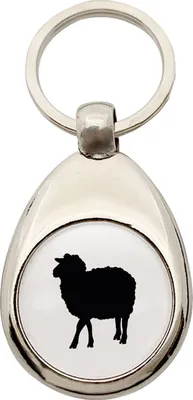 Produktbild von Huuraa Schlüsselanhänger Schaf Silhouette Metall Schlüsselring Einkaufswagenchip Geschenkidee