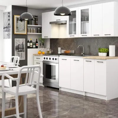 Produktbild von Gerade Küchenzeile für Plattenbauwohnungen 240 cm VERMINA - weiß