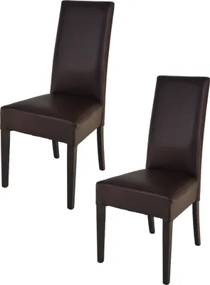 Immagine prodotto di t m c s Tommychairs - Set di 2 sedie moderne LUISA per cucina e sala da pranzo, struttura robusta in legno di faggio laccato colore wengé, imbottita e rivestita in Pelle finta colore moka