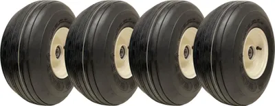 Image de 15x6.00-6 Multi Rib Wheels Lawnmower Wheels 6ply P508 Rim & Cap 20mm Bearing (Set of 4)