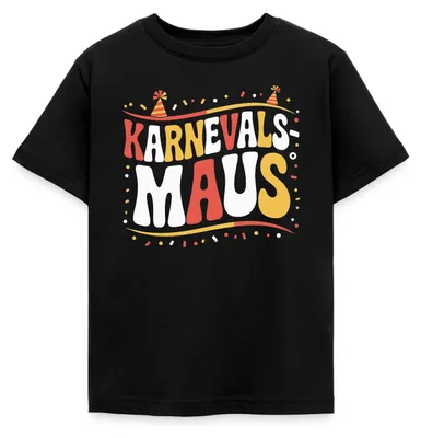 Produktbild von Spreadshirt Karnevalsmaus Fasching Outfit Lustig Kinder T-Shirt, 110/116 (5-6 Jahre), Schwarz