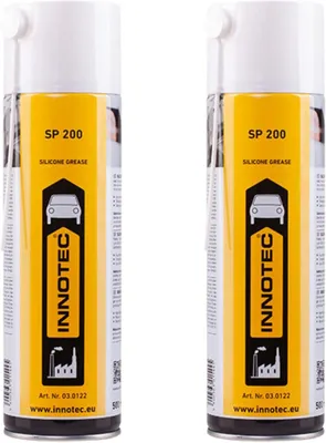 Produktbild von 2 Stück INNOTEC SP200 Silikonfett Spray 500 ml – hochwertiges, wasserabweisendes Silikon Sprühfett, schmiert Kunststoff, Gummi, Metall
