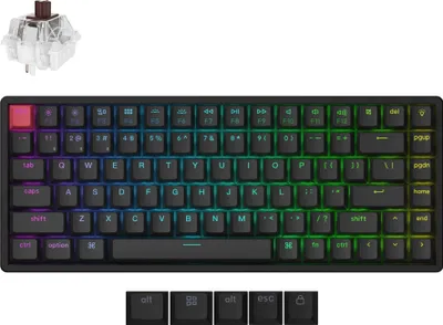 Image de Keychron K2 QMK Wireless Mechanische Tastatur (Version 3), ANSI US, remplaçable à chaud, rétroéclairage RGB, cadre aluminium, interrupteur tactile marron K2X-J3