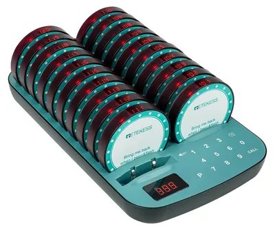 Produktbild von Restaurantpager Gastronomie Rufsystem - 20 Pager - 7 Rufmodi - Countdown-Funktion - Reichweite 100-300 m