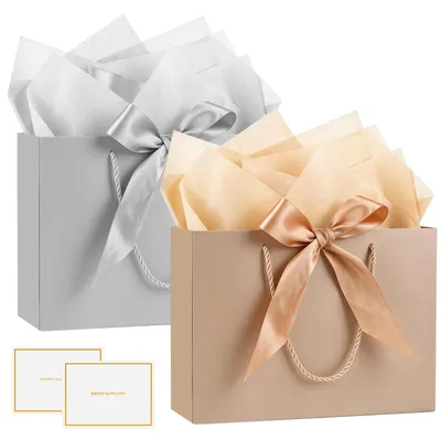 Productafbeelding van 2 Stuks Papier Geschenktassen met Taschentuch en Kaarten