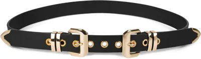 Produktbild von styleBREAKER Damen Gürtel mit doppelter goldener Schnalle und Lochnieten, B-Low Belt, Taillengürtel, kürzbar 03010121