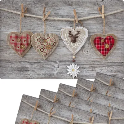 Immagine prodotto di fiammiferi21 tovagliette tovagliette MOTIV cuori colorati & tavola di legno 6 pz. Plastica lavabile ciascuno 43,5x28,5 cm