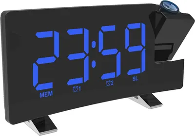 Produktbild von Projektionswecker, FM-Radiowecker, Digitalradiowecker fürs Schlafzimmer mit 180°-Projektor an der Decke, Doppelwecker für Tiefschläfer, Kinder und Senioren,Blue