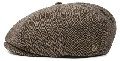 Brixton Flatcap Brood Snap Cap mit Fischgrätmuster in braun