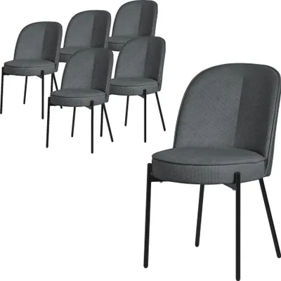 Produktbild von ML-Design Esszimmerstühle 6er Set Anthrazit Küchenstühle aus Polyester mit Metallbeinen Wohnzimmerstühl mit Rückenlehne Polsterstühle für Esszimmer