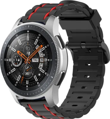 Produktbild von Strap-it Samsung Galaxy Watch 46mm Sportschnallenarmband (Schwarz/Rot)