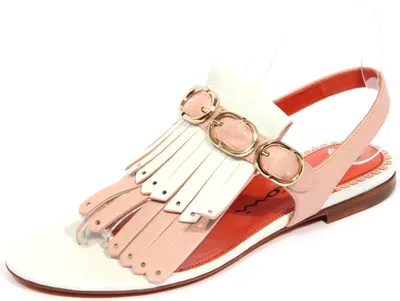 Produktbild von H0584 sandalo infradito donna SANTONI women leather sandal white/pink