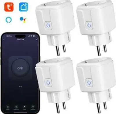 Produktbild von 4er Set Intelligente WiFi Steckdosen,EU-Stecker, 16A, Alexa Steuerung, Smartphone-Fernbedienung, Energiemessung