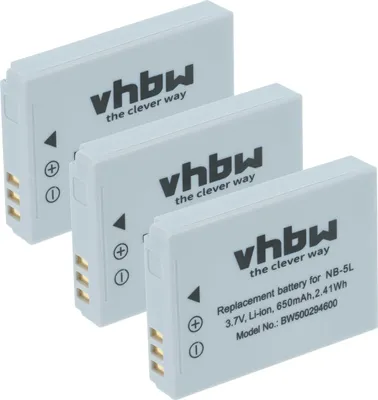 Produktbild von vhbw 3x Akku kompatibel mit Canon PowerShot SX230 HS Kamera (650 mAh, 3,6 V, Li-Ion)