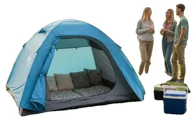 Image de Tente de camping en forme de dôme, imperméable, résistante au vent, dimensions : 254 x 135 x 112 cm