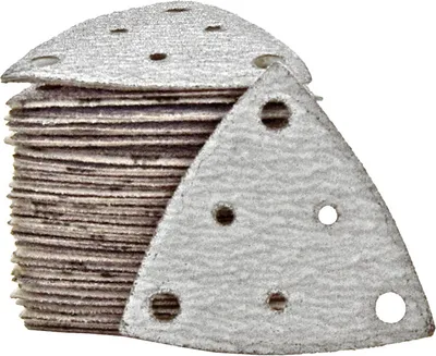 Produktbild von MioTools Shark Klett-Schleifblätter, 82 mm, 6-Loch, f. Deltaschleifer, Normalkorund (50 Stk.) K180