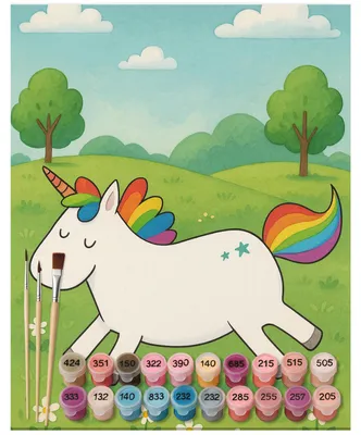 Produktbild von Mr. & Mrs. Panda Malen nach Zahlen Einhorn Happy Design 40 x 50 cm Ohne Rahmen - Weiß - Geschenk, Einhörner, Unicorn, DIY, Bild, Fröhlich, malset, Lebensfreude, mit, set