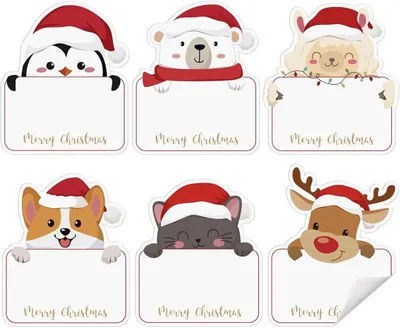 Produktbild von Weihnachtsetiketten Selbstklebend - 120 Stš¹ck Weihnachtsaufkleber mit Tiere Motiven - Geschenkaufkleber zum Beschriften 6cm - Weihnachtssticker fš¹r Namensetiketten