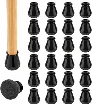 Image de Bouchons de protection pour pieds de chaise, en caoutchouc, 24 pièces, de 14 à 20 mm, avec feutre, pour meubles et sols