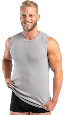 Produktbild von HERMKO 3040 Herren Muskelshirt aus 100% Baumwolle, Unterhemd Atlethic Vest Rundhals viele Farben, Größe:D 5 = EU M, Farbe:grau