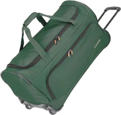 Produktbild von Unyqoos® Reisetasche mit 2 Rollen – 71 cm, 89 L, dunkelgrün, Polyester, 36 x 71 x 35 cm, 2,4 kg, vollständig einziehbarer Leichtmetall-Teleskopgriff