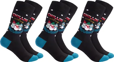 Obrázek produktu pro BRUBAKER 3 páry vánočních ponožek pro muže a ženy - Funny Christmas socks, Chillin with my Snowmies, velikost 41-45