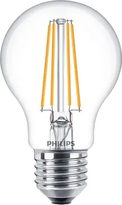 Obrázek produktu pro Philips 3× čirá 60W žárovka s tradičním vzhledem, A60 E27, 7 W, 60 W, E27, 806 lm, 15000 h, Teplá bílá