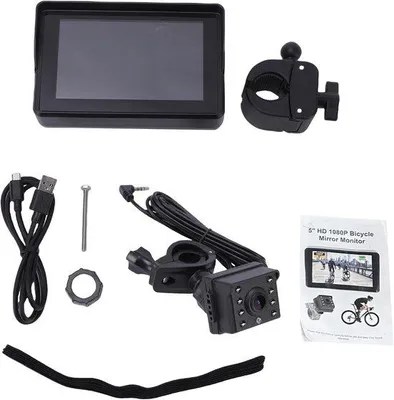 Productafbeelding van Fiets Achteruitkijkcamera - Fietscamera Systeem - Veiliger Fietsen - 1080P HD Monitor - 5 Inch Scherm - Zwart