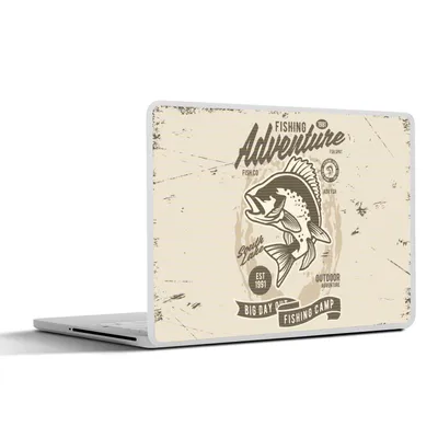 Produktbild von MuchoWow® Laptop Aufkleber Sticker Cover Fisch - Briefe - Vintage - Zeichnung 30x21 cm - Sticker für Laptop - Selbstklebend