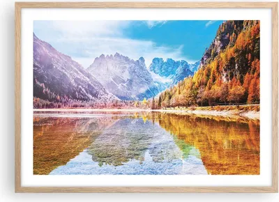 Produktbild von Gerahmtes Poster - Rahmen in heller Eiche - Herbst Landschaft Berge - 70x50 cm - Wand Bild - Wanddeko - Wandbilder - Kunstposter - Wandposter - Bilderrahmen - Bilder - Kunstdruck - P2NAA70x50-4624