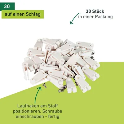 Produktbild von Laufhaken 30 Stück weiß - Zubehör für Seilspannsegel