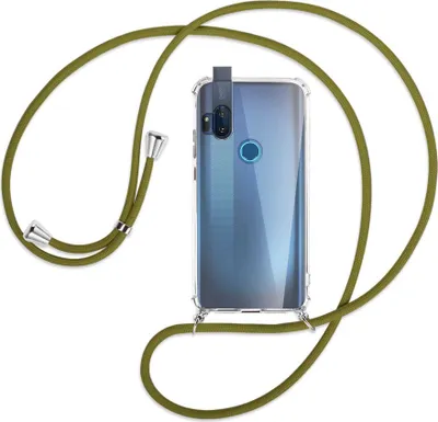 Produktbild von Handykette Backcover-Schutzhülle mit Band (Metall silberfarben) für Motorola One Hyper - khaki