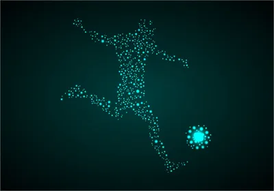 Produktbild von Wallario Poster - Fußball - ein Spieler aus tausend Sternen in türkis, Kunstdruck Größe: 70 x 100 cm