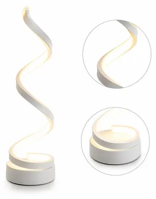 Produktbild von Spiral Tischlampe LED, Nachttischlampe mit 3 Farbtemperaturen, 4 Helligkeiten, USB, Leselampe für Schlafzimmer & Büro