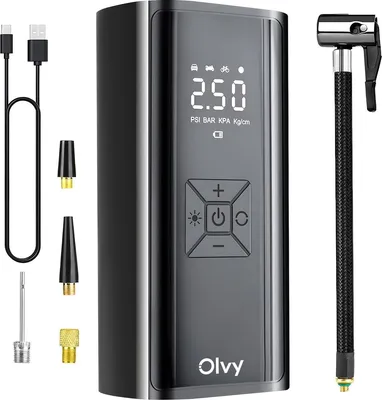 Zdjęcie produktu dla Kompresor powietrza Olvy 7000 mAh, mini pompka do opon, elektryczna pompka rowerowa, elektryczna pompka powietrza, mini kompresor do piłek rowerowych samochodowych