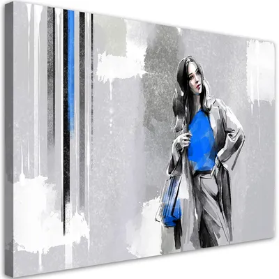 Produktbild von Leinwandbild frau im mantel 100x70 cm Feeby silber wandbild bereit zum aufhängen
