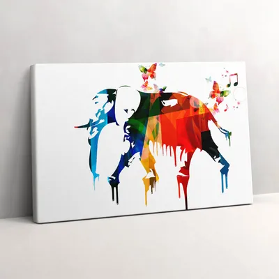 Produktbild von Bunt bemalter Elefant – Leinwandbild Wandbild – 30x20 cm – Leinwandbilder – Wandbilder – Schlafzimmer – Flur