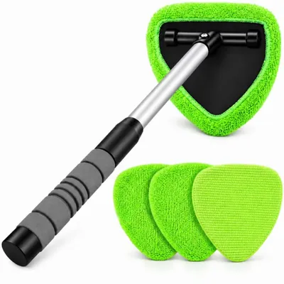 Imagen del producto de Limpiacristales De Coche 180° Con Microfibra Mango Ajustable 2 Fundas Para Parabrisas Ventanas Y Superficies De Vidrio, Imagen generada por IA