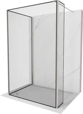 Obrázek produktu pro Mexen Kioto sprchová stěna Walk-in 120 x 90 x 30 cm, černý rám, kartáčovaný nikl - 800-120-090-221-97-70-030